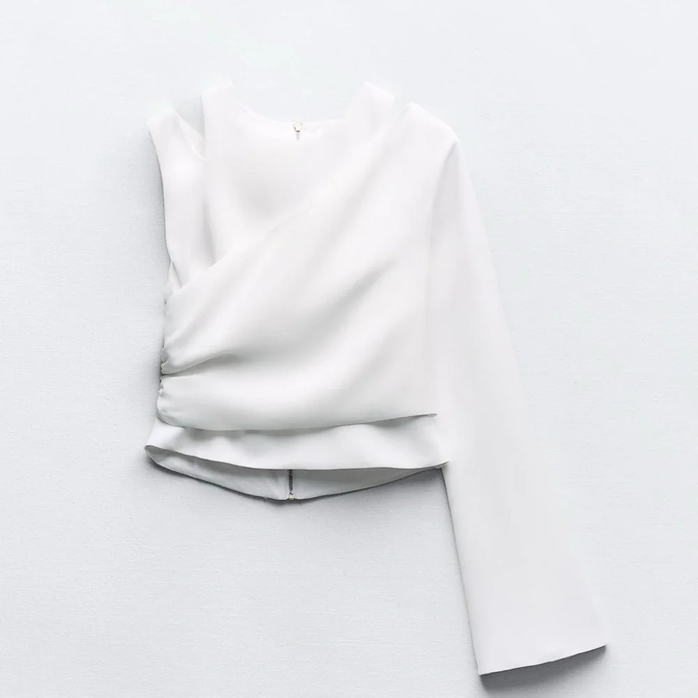 zara cut out one shoulder crop one sleeve top - Picture 2 of 4